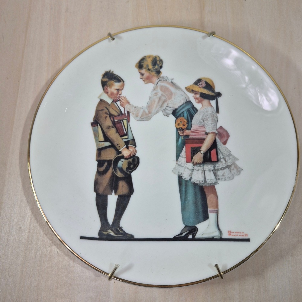 Norman Rockwell Off to School Collector Plate Monarch China 1920 Limited Edition